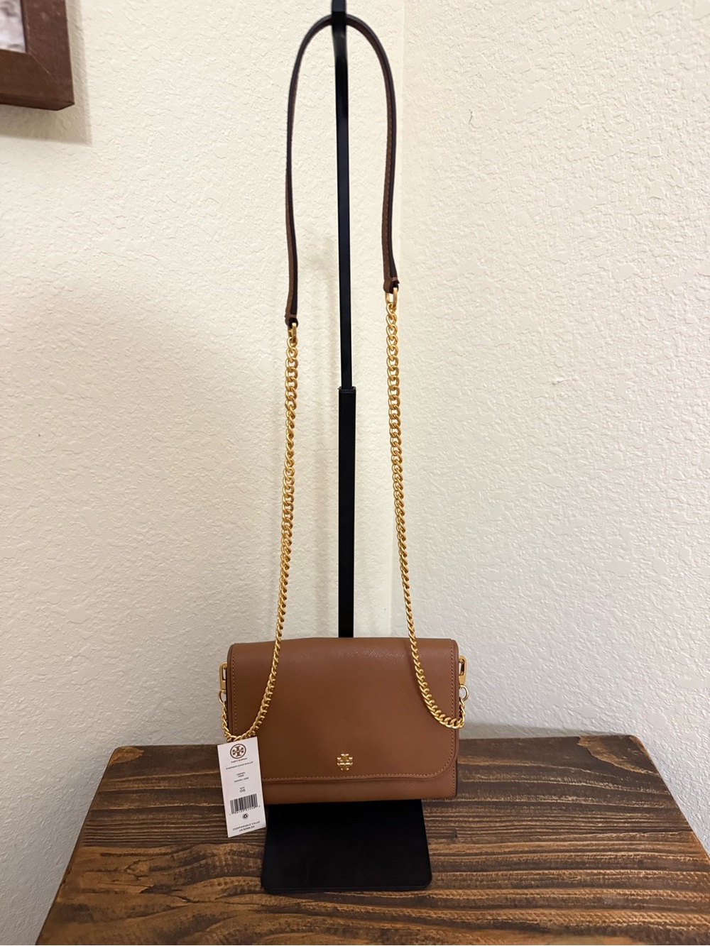 Authentic Tory Burch Emerson Chain Wallet Crossbody – Moose Brown